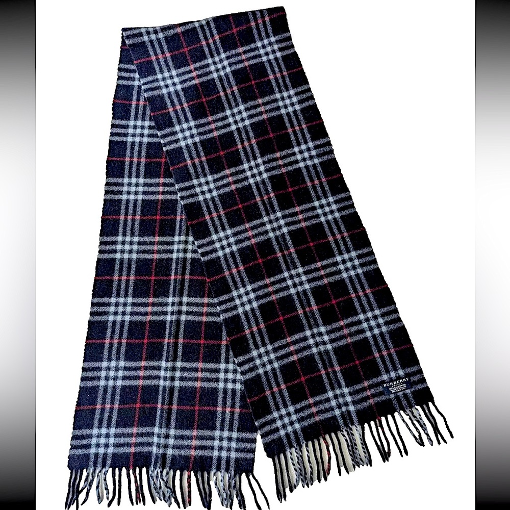BURBERRY lambswool blue Nova Plaid 33"x12-13" BNovaBlue1